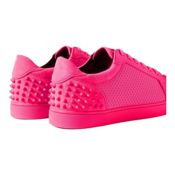 Christian Louboutin - Seavaste 2 Studded Mesh and Suede Sneakers  - Pink Size 41 - Picture 4 of 8
